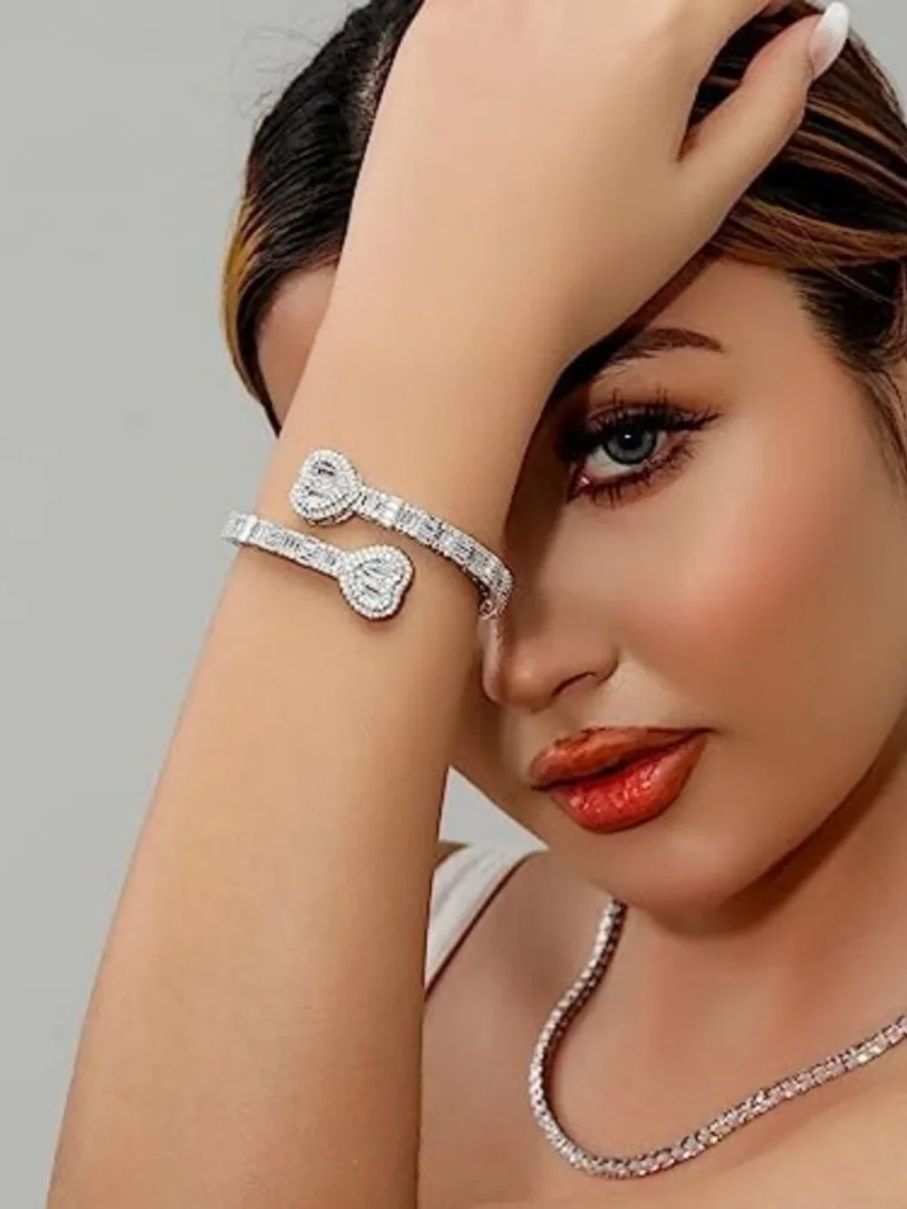 Sparkling Iced Out Baguette Diamond Bracelet for Women & Men, Hip Hop Cuff